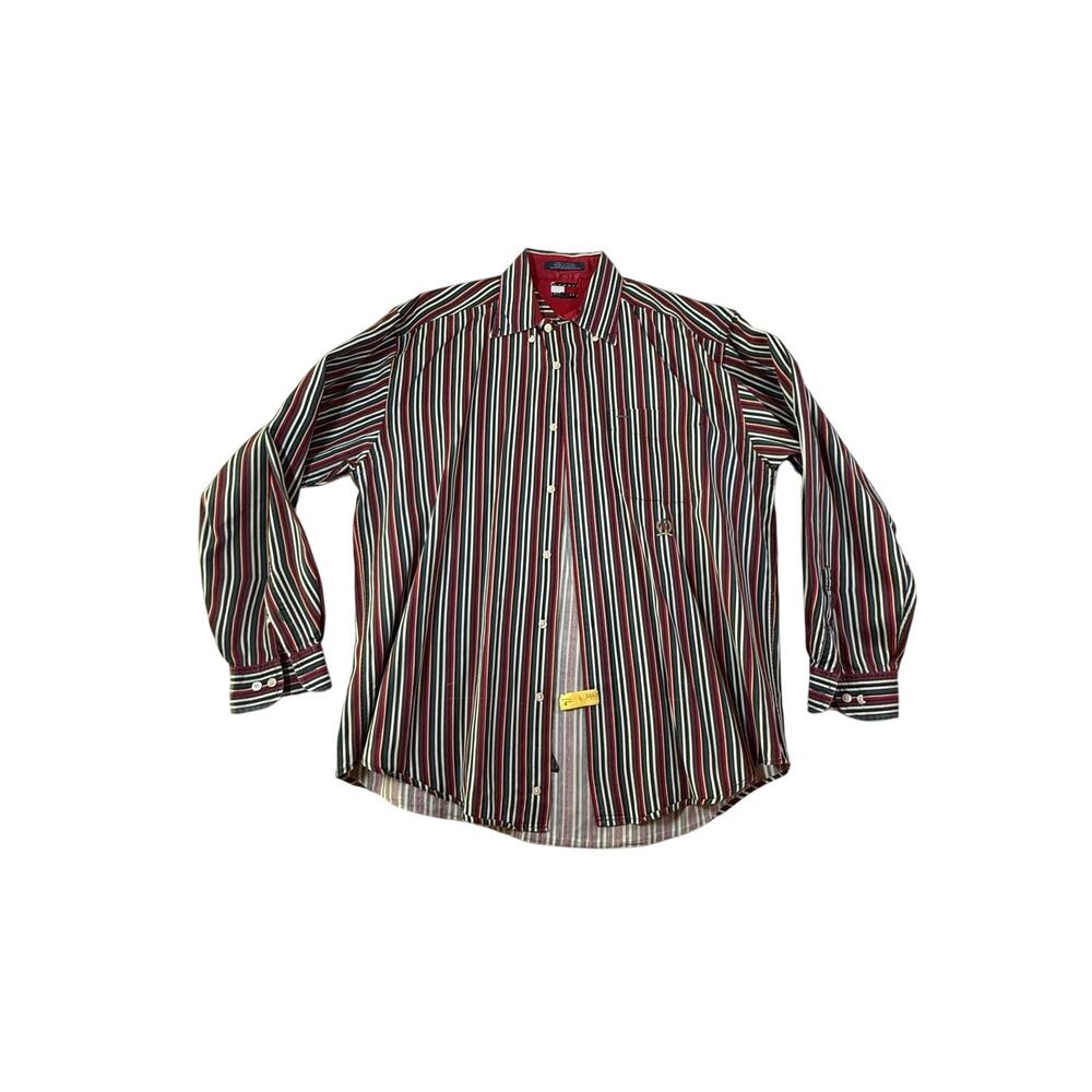 Tommy Hilfiger Vintage 90s Men Stripped Button Down Long-sleeve Shirt Size M
